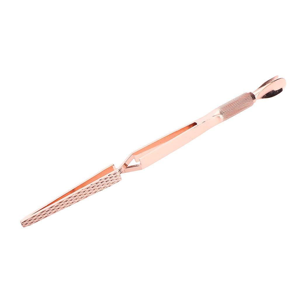 Tingbeauty Nail Professional Tools Multi-Function Acrylic Nail C-Curve Tool Pincher Tool Cuticle Cutter Pusher Stainless Steel Tweezers - Champagne - BeesActive Australia