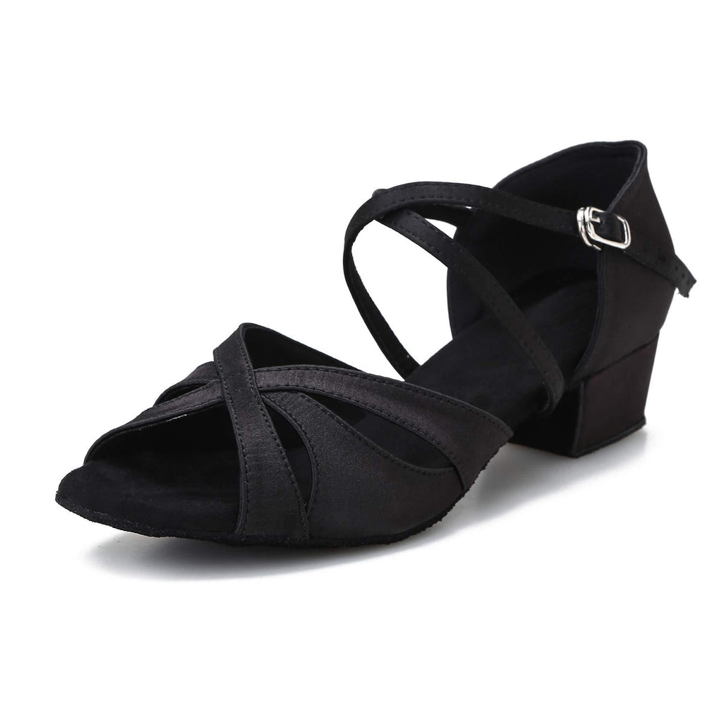 [AUSTRALIA] - Low Heel Ballroom Dance Shoes Salsa Latin Dancing Shoes for Social Dancer Practice Dancing 1.5 Inch Heel 7.5 1.5"-black 