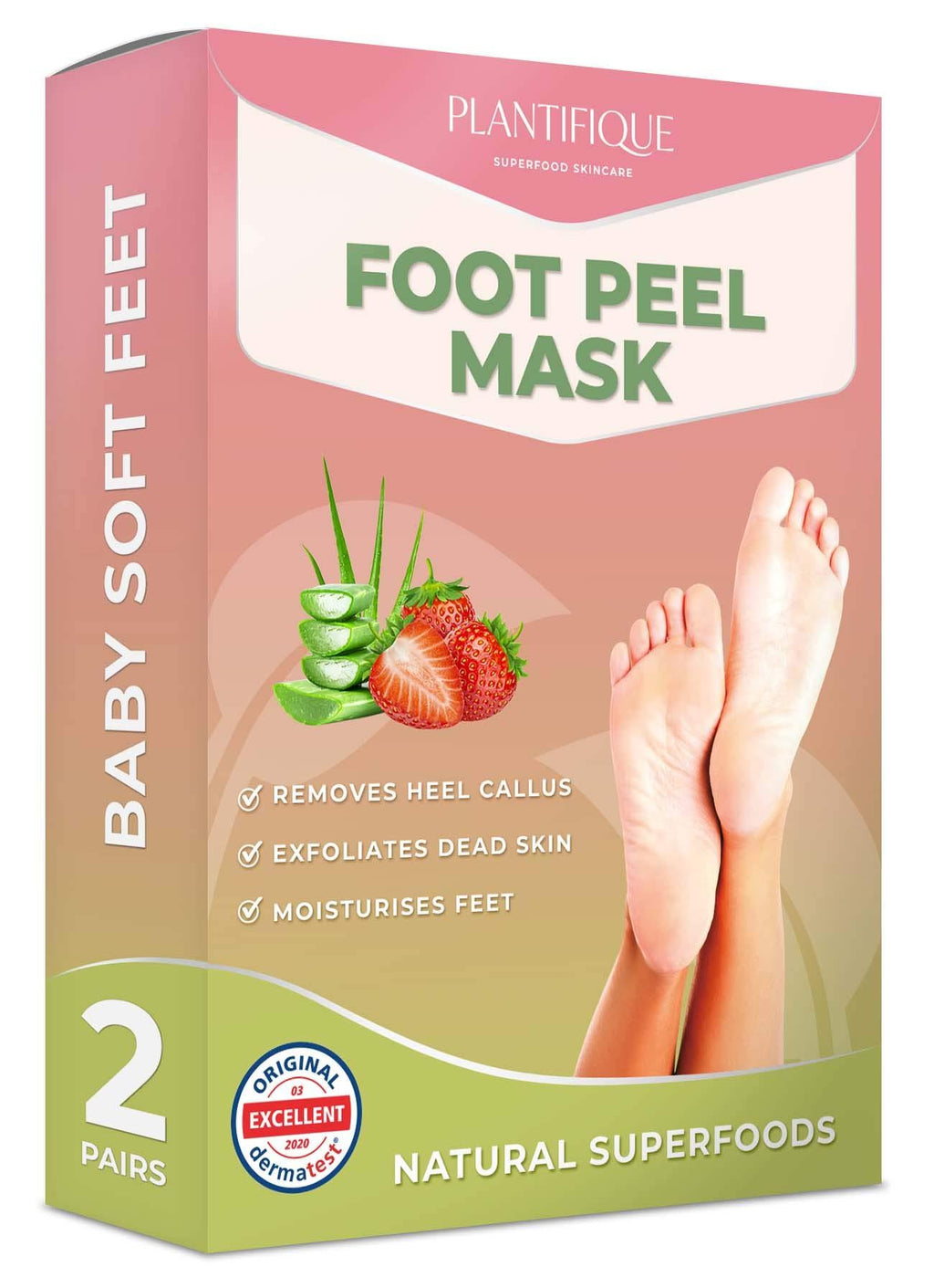 Dermatologically Tested - Foot Peel Mask - 2 Pairs - Effective For Cracked Heels Repair, Remove Dead Skin, Callus & Dry Toe Skin - Baby Soft Feet - Exfoliating Peeling Natural - Packaging May Vary - BeesActive Australia