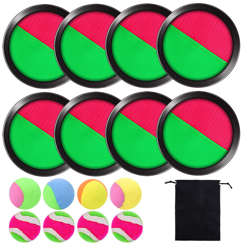 Cooraby Toss and Catch Paddle Game Disc 4 Set Paddle Toss and Catch Ball Sport Game Suitable for Sports, Beach and Party Favor with Storage Bag, 8 Paddles and 8 Balls 15.5cm - BeesActive Australia
