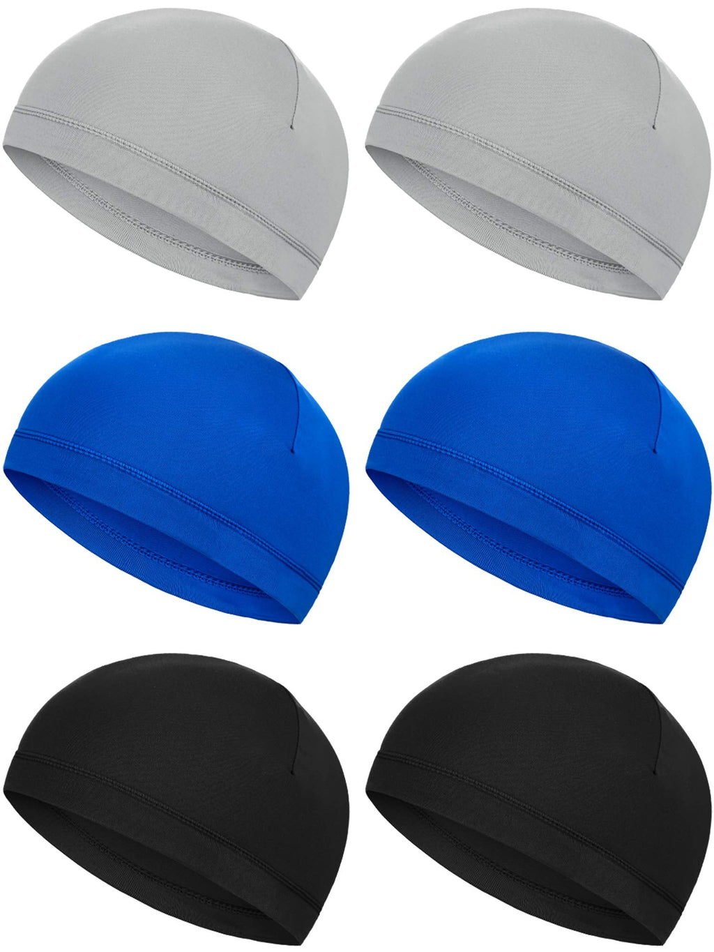Boao 6 Pieces Helmet Liner Skull Caps Sweat Wicking Cap Running Hats Cycling Skull Caps for Men Women Black, Grey, Blue Large - BeesActive Australia