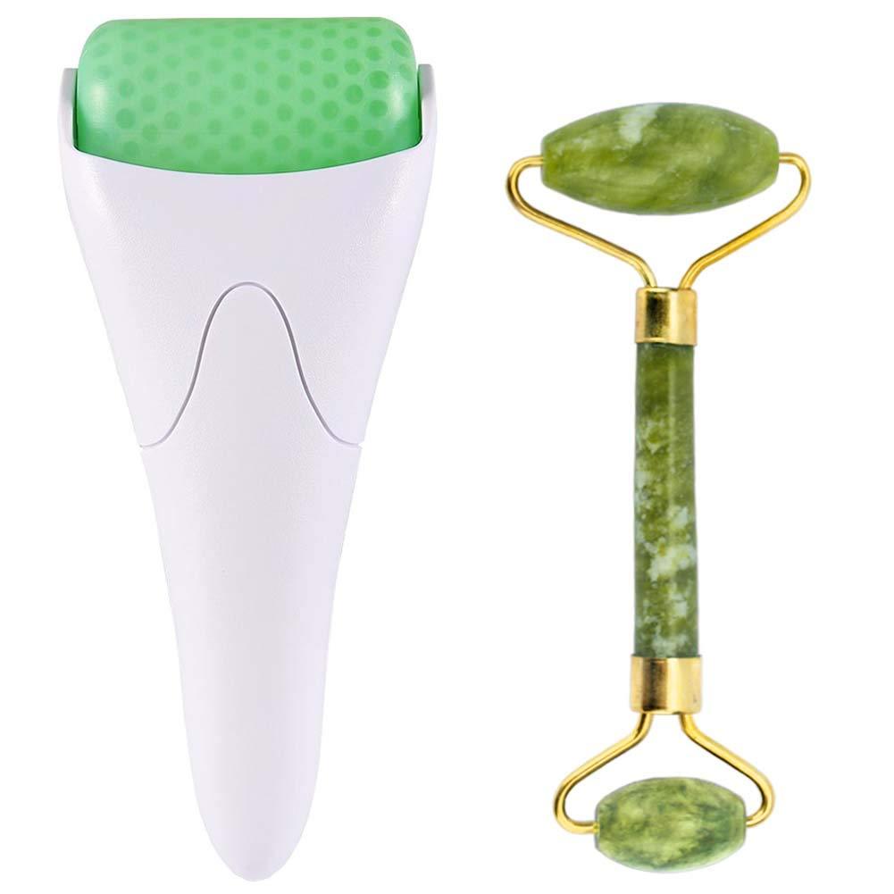 Face Ficial Jade Ice Roller – Natural 100% Real Jade Roller Anti Wrinkle Gua Sha Tool With Cooling Ice Roller for Face & Eye Puffiness Migraine Pain Relief Facial Massager Treatment Skin Care Products - BeesActive Australia
