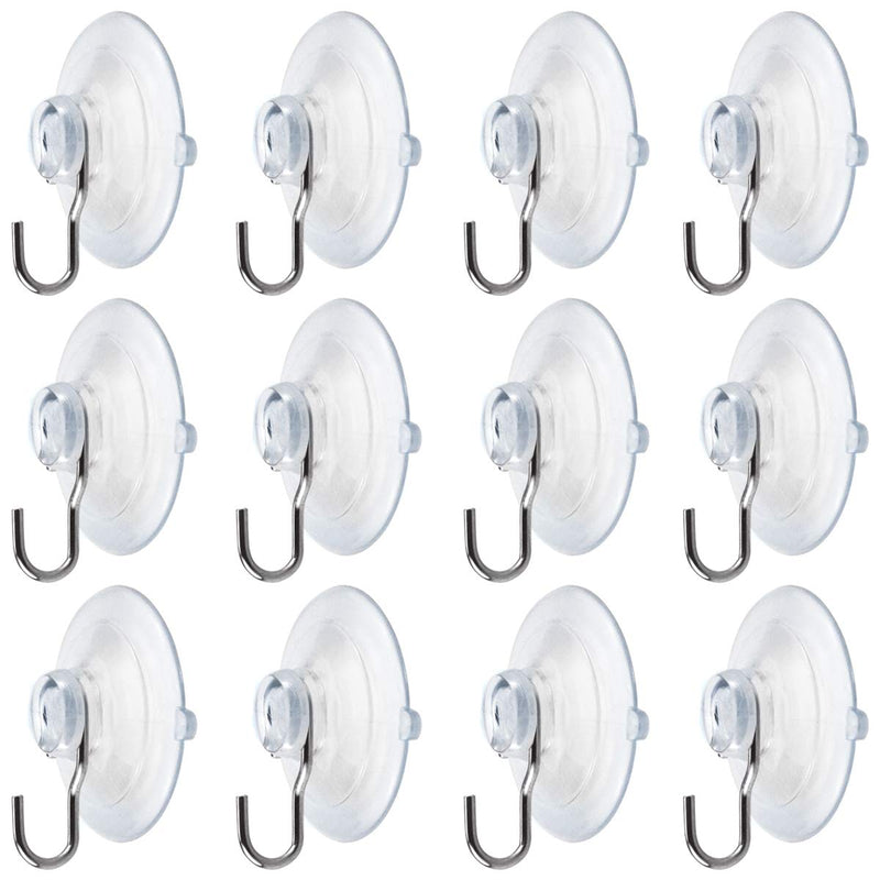 Nexxxi 12 Pack 1 3/4 inch Suction Cups with Metal Hooks, All Purpose Strong Sucktion Cups Hangers, Plastic Sucker Wall Hangers for Bathroom Kitchen - BeesActive Australia