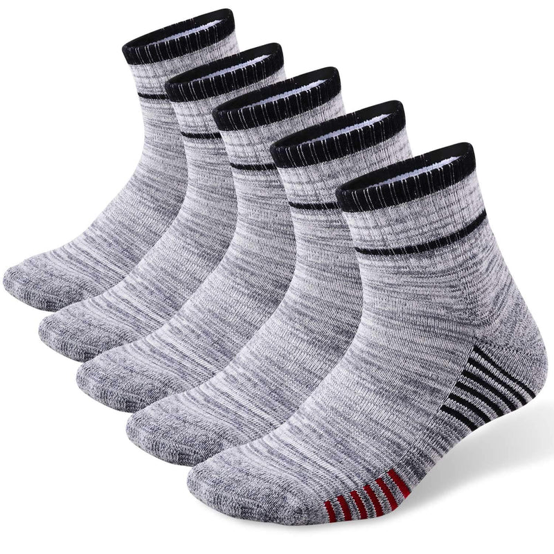 FEIDEER Men's Walking Hiking Socks, Wicking Cushion Quarter Crew Socks for Mens Outdoor Sports, 3/4/5 Pair, 6-15 Size Dark Gray 10-13 - BeesActive Australia
