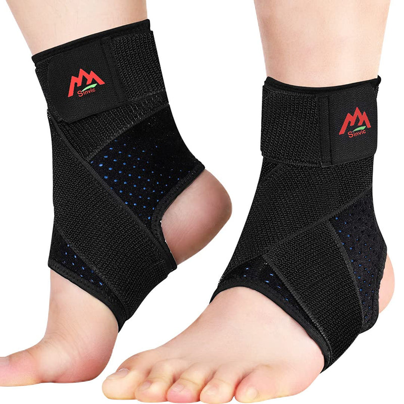Sinvic Ankle Brace, 2PCS Ankle Braces for Men & Women, Adjustable Compression Ankle Wrap Support for Ankle Protection, Breathable & Comfortable, Ankle Support Brace for Sprains, Sports Injuries and Recovery Medium Classic Black - BeesActive Australia