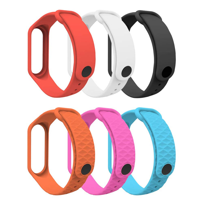 MoKo Band Compatible with Xiaomi Mi Band 3/Mi Band 4, 6 PCS Replacement Soft Sport Wristband Strap Bracelet Fit Xiaomi Mi Band 3/Mi Band 4 Smart Watch - Multi Color B Six Pack - BeesActive Australia