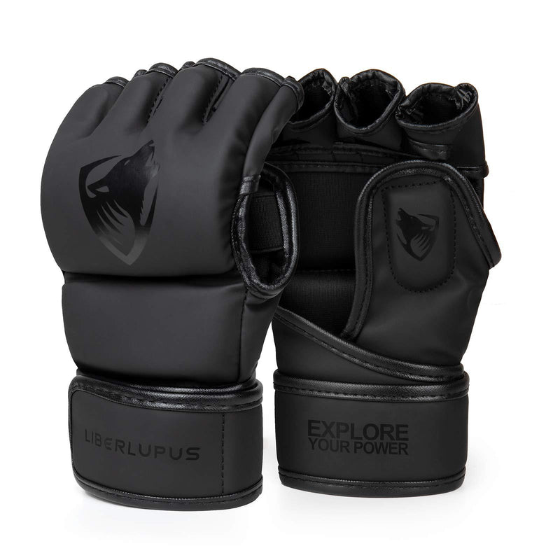 Liberlupus MMA Gloves, UFC Gloves for Men & Women, Kickboxing Gloves with Open Palms, Boxing Gloves for Punching Bag, Sparring, Muay Thai, MMA Black Small-Medium - BeesActive Australia