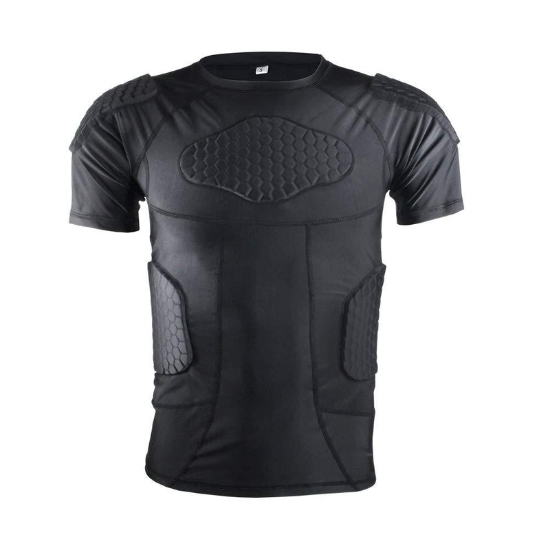 [AUSTRALIA] - Men's Padded Compression Set Protector for Football Baseball Soccer Basketball Bike Rugby Paintball Snowboard Ski Volleyball Training Large short sleeve 