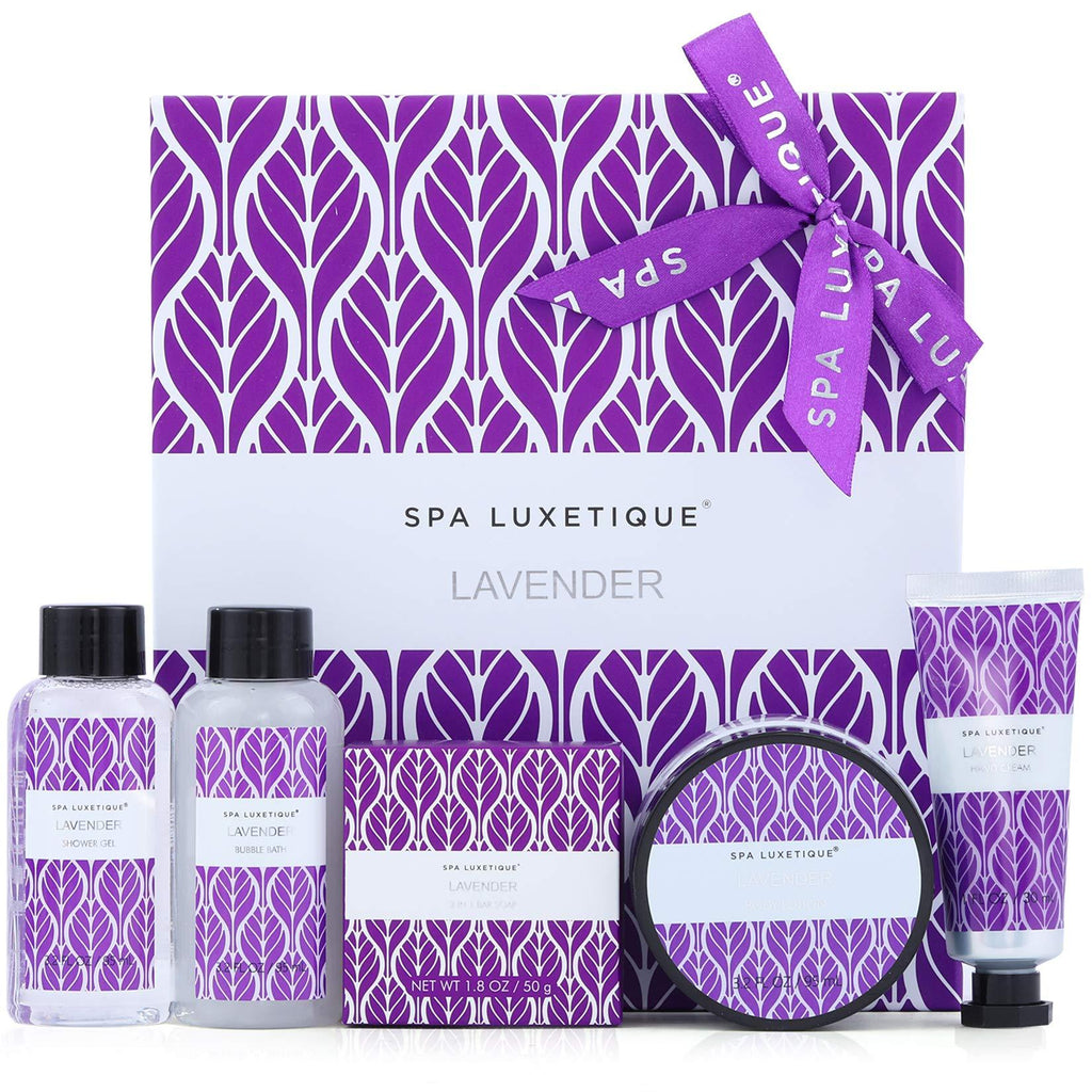 Spa Luxetique Spa Gift Baskets, Spa Gift Box, Lavender Bath Set, 6 Pcs Home Spa Set Includes Body Lotion, Shower Gel, Bubble Bath, Hand Cream, Travel Bag. Best Gift Sets for Women. - BeesActive Australia