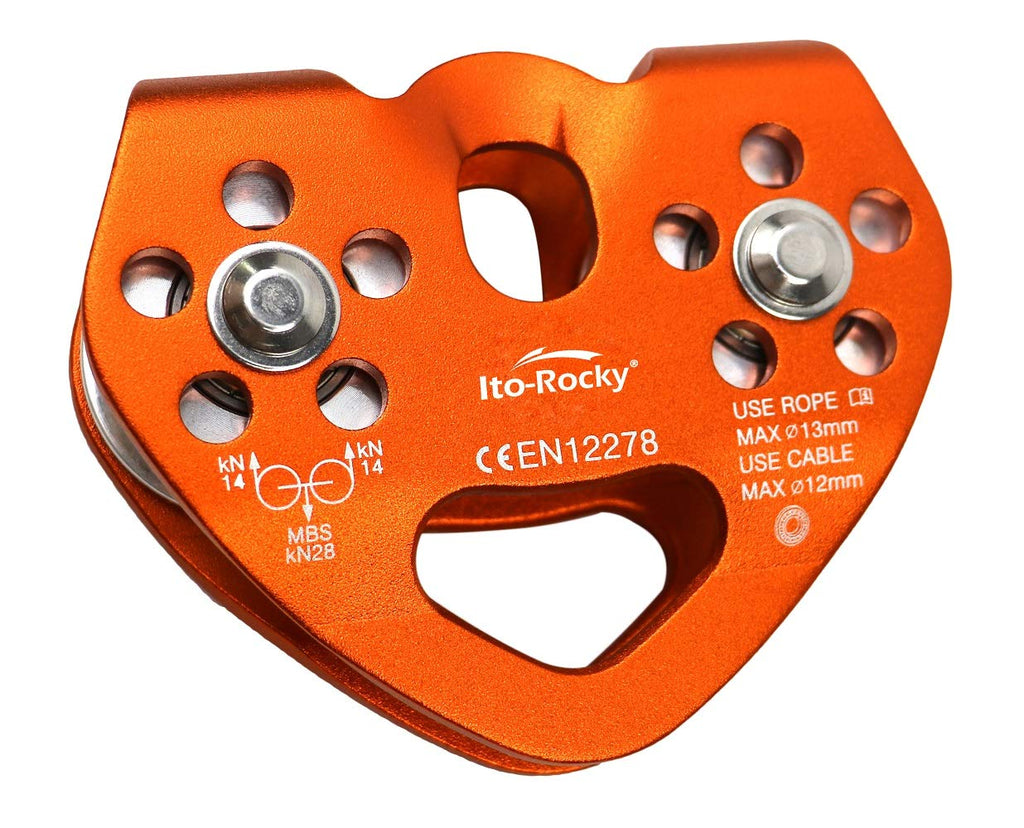 Ito Rocky 28KN Zipline Pulley & 26kN Micro Pulley CE Certified Tandem Pulley Trolley with Stainless Steel Ball Bearings for Rescue Lifting Zipline Pulley - Orange - BeesActive Australia