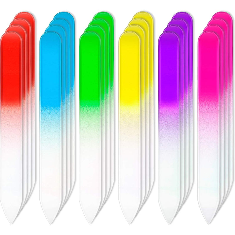 24 Pieces Glass Nail Files Fingernail File Czech Crystal Glass Nail Files Buffer Nail Care Manicure Tools Set Gradient Rainbow Color for Natural Nail (9 x 1 x 0.3 cm) - BeesActive Australia