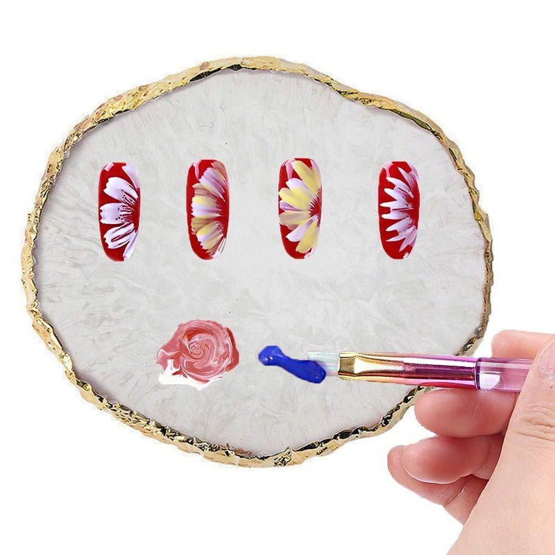 Kalolary Resin Stone Nail Art Palette, Nail Art Cosmetic Mixing Palette Color Mixing Pigment Plate Polish Holder Drawing Color Palette Nail Art Painting Gel Palette Manicure Tool (White) White - BeesActive Australia