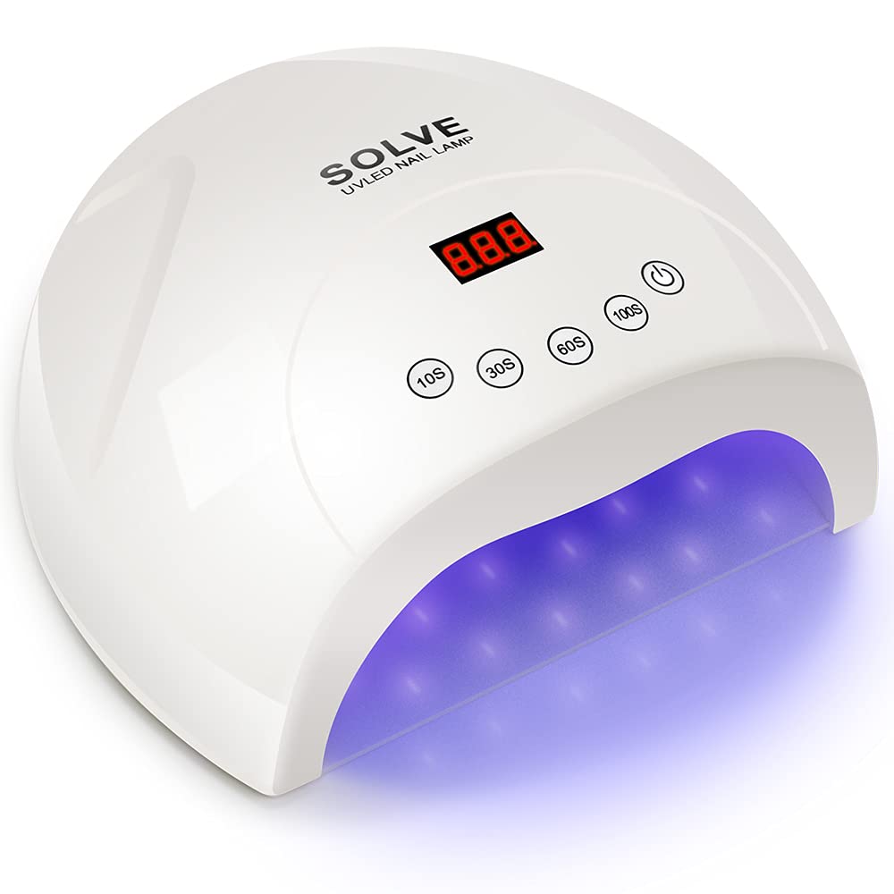 UV LED Nail Lamp, SOLVE Nail Dryer for Gel Nail Polish 48W Faster Nail Light with 4 Timer Smart Auto Sensor, Touch Screen and Large Space, Professional Nail Art Design Salon DIY at home, White - BeesActive Australia