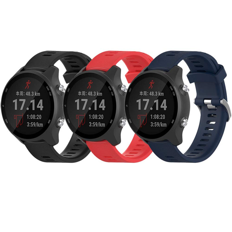 QGHXO Band for Garmin Forerunner 245, Soft Silicone Replacement Band for Garmin Forerunner 245 / Forerunner 645 (No Tracker, Replacement Bands Only) A-Black&Red&Navy - BeesActive Australia