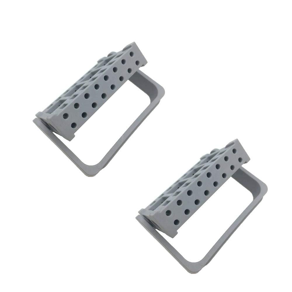 KOOBOOK 2Pcs 16 Holes Acrylic Nail Art Drill Bit Holder Exhibition Stand Organizer Nail Art Display Salon Gray - BeesActive Australia