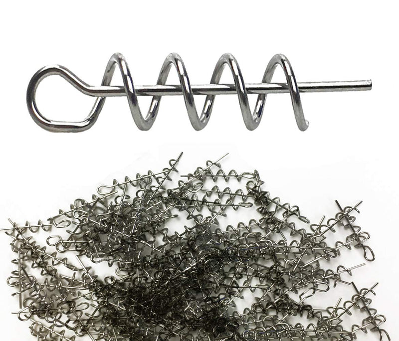 Hyamass 15mm/26mm/33mm/42mm Soft Lure Bait Spring Twist Lock Outdoor Fishing Crank Hook Centering Pin for Soft Lure Bait Worm Crank Nickel-B: 26*5mm 100pcs - BeesActive Australia