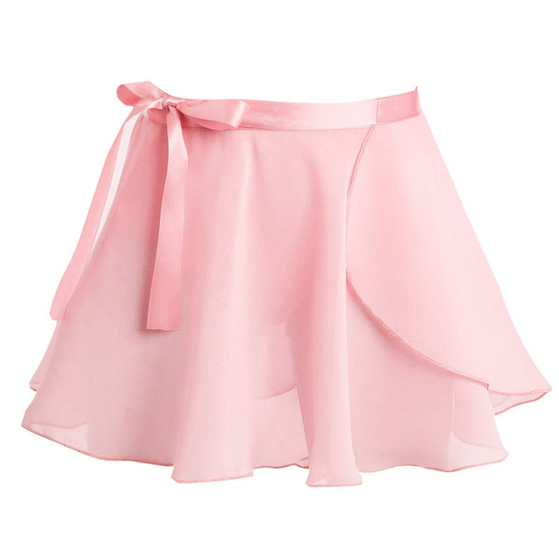 [AUSTRALIA] - moily Kids Girls Classic Ballet Wrap Skirts with Ribbon Tie Waist Gymnastics Leotard Pull-On Dancewear Pink 12-16 