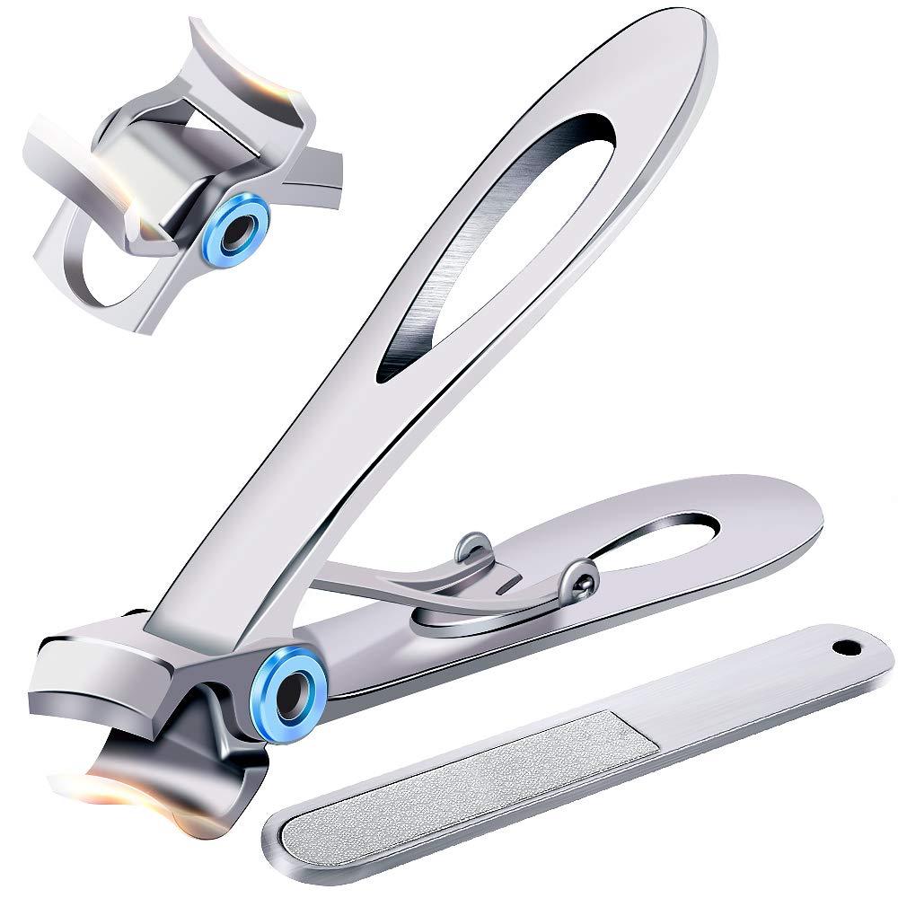 Nail Clippers For Thick Nails - PrettyDiva Wide Jaw Opening Oversized Nail Clippers, Stainless Steel Heavy Duty Toenail Clippers For Thick Nails, Extra Large Toenail Clippers for Men Seniors Elderly Silver - BeesActive Australia