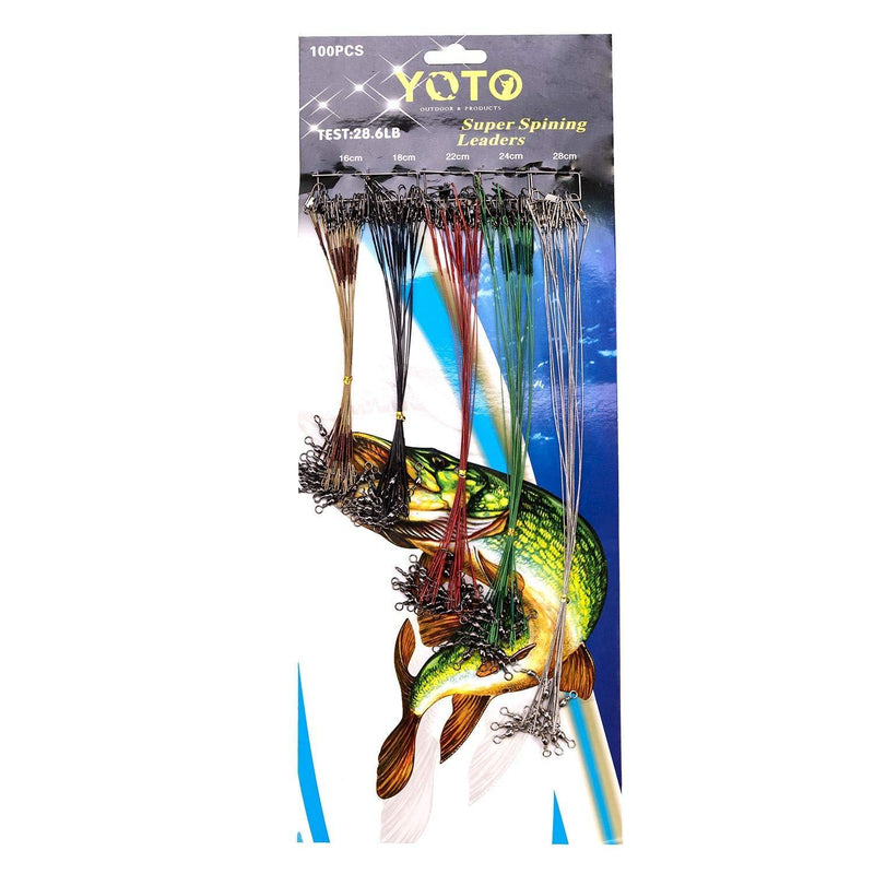 [AUSTRALIA] - YOTO 100PCS Fishing Leaders Wire Tooth Proof Stainless Steel with swivels Snap Kits Connect Tackle Lures Rig or Hooks 5 Size… 5 Colors 