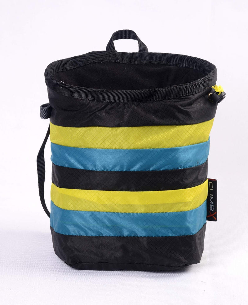 CLIMBX Fix-A Rock Climbing Bouldering Nylon Chalk Bag with Chalk Ball Black/Yellow/Blue - BeesActive Australia