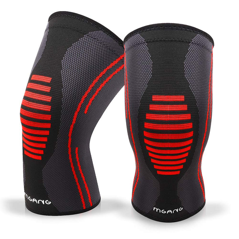 MGANG® Knee Brace, Premium Knee Compression Sleeves Support for Sports, Running, Basketball, Hiking, Workout, Arthritis, ACL, Injury Recovery, Joint Pain Relief, Meniscus Tear, 1 Pair Unisex, Black S Small (1 Pair) - BeesActive Australia
