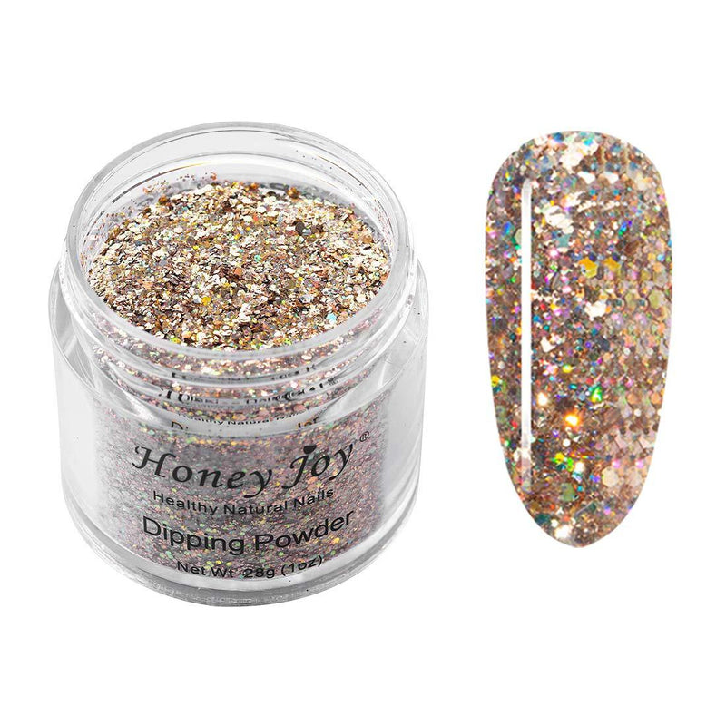 28g/Box Champagne Color Shine Glitter Hexagon Sequins Paillette Dip Powder Nails Dipping Nails Long-lasting Nails No UV Light Needed (HJ-ND064B-No.137) Dip-No.137 - BeesActive Australia