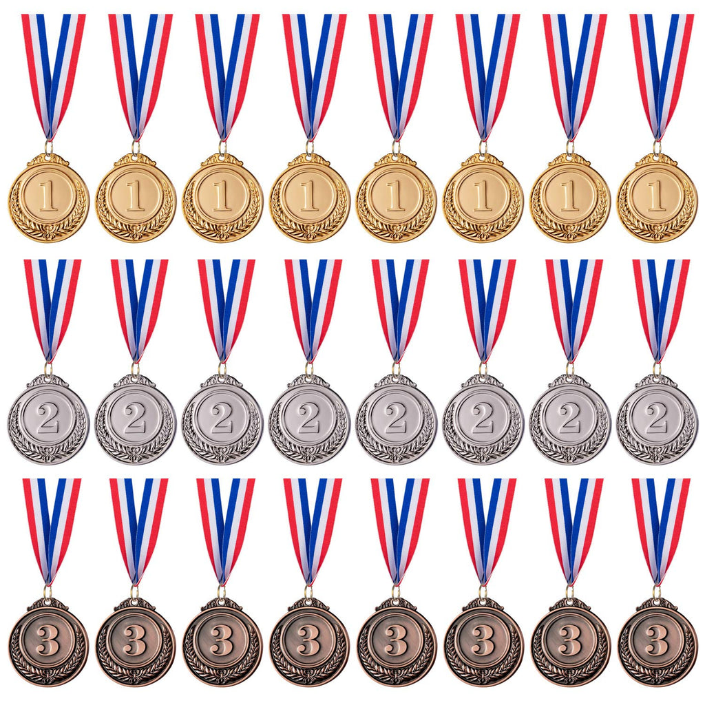 Favide 24 Pieces Gold Silver Bronze Award Medals-Winner Medals Gold Silver Bronze Prizes for Competitions, Party,Olympic Style, 2 Inches - BeesActive Australia