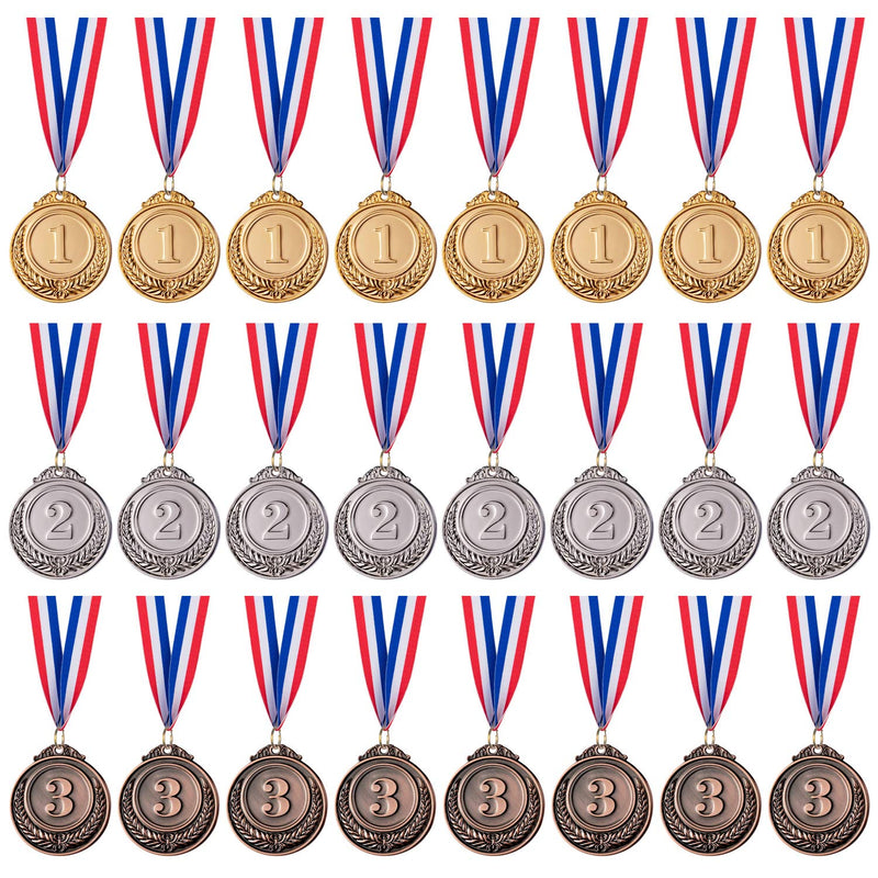 Favide 24 Pieces Gold Silver Bronze Award Medals-Winner Medals Gold Silver Bronze Prizes for Competitions, Party,Olympic Style, 2 Inches - BeesActive Australia