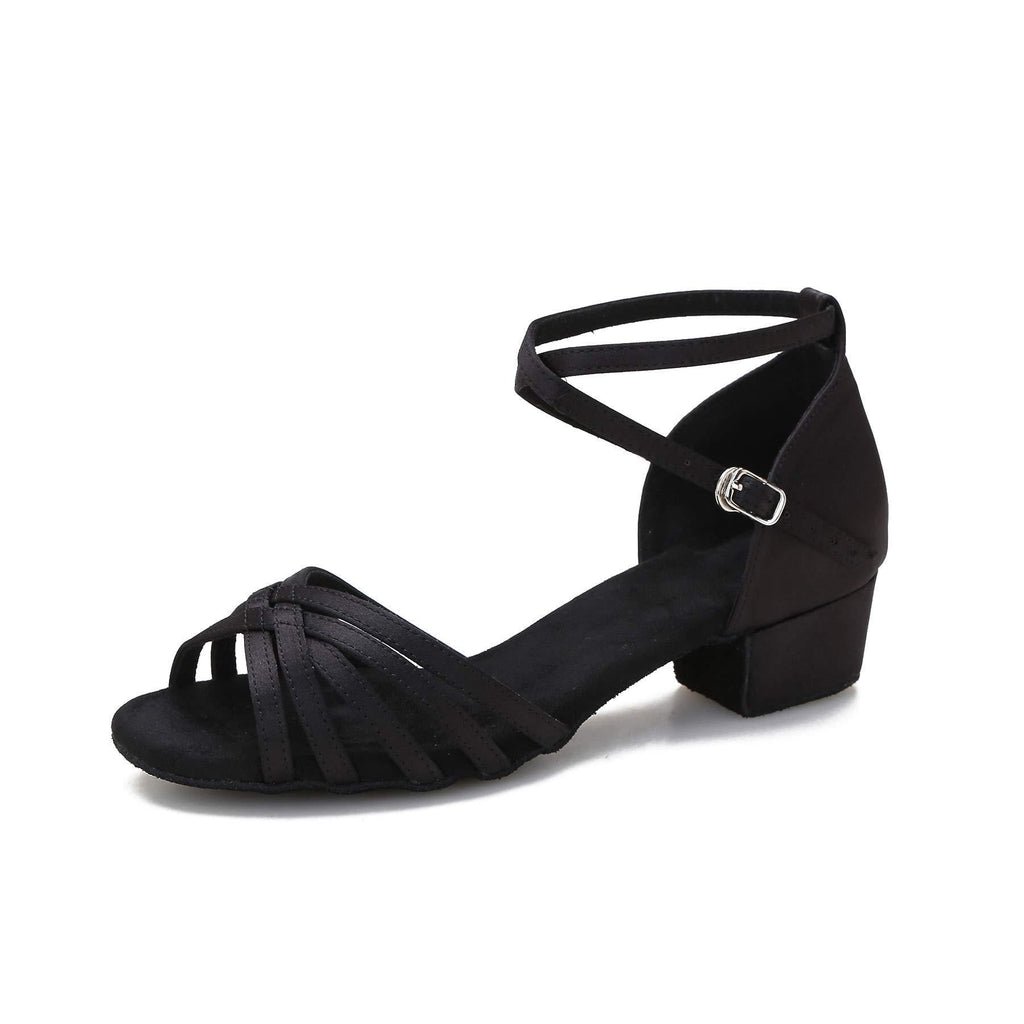 [AUSTRALIA] - Yokala Womens Latin Salsa Dance Shoes for Social Beginner Low Heel Ballroom Practice Dancing Sandals S04 7.5 Black-1.5 Inch Heel 