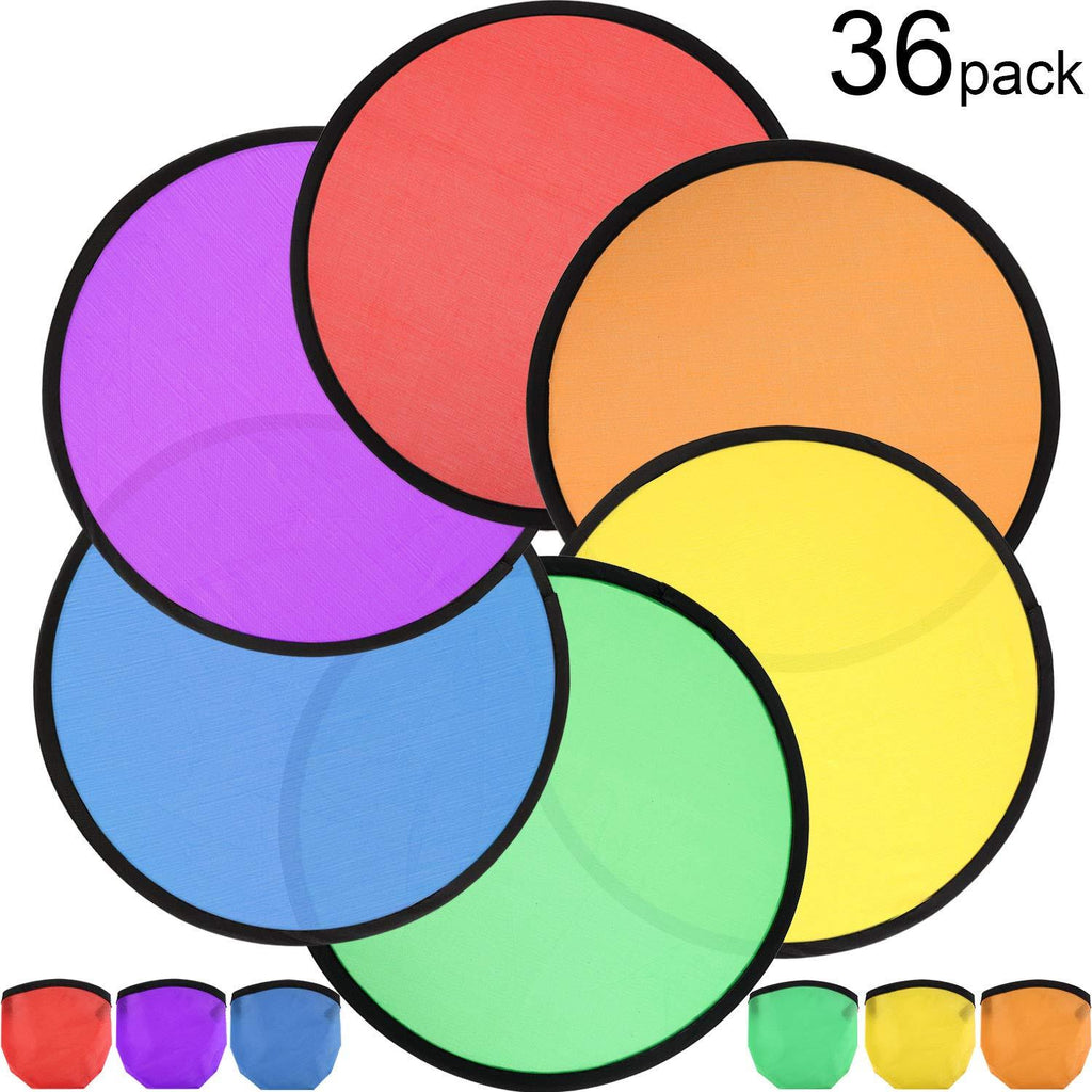 [AUSTRALIA] - Norme Folding Pocket Toy Set Foldable Flying Disc with Bag Fun Birthday Party Favors Summer Outdoor Activity Game (Color 1, 36 Pieces) 