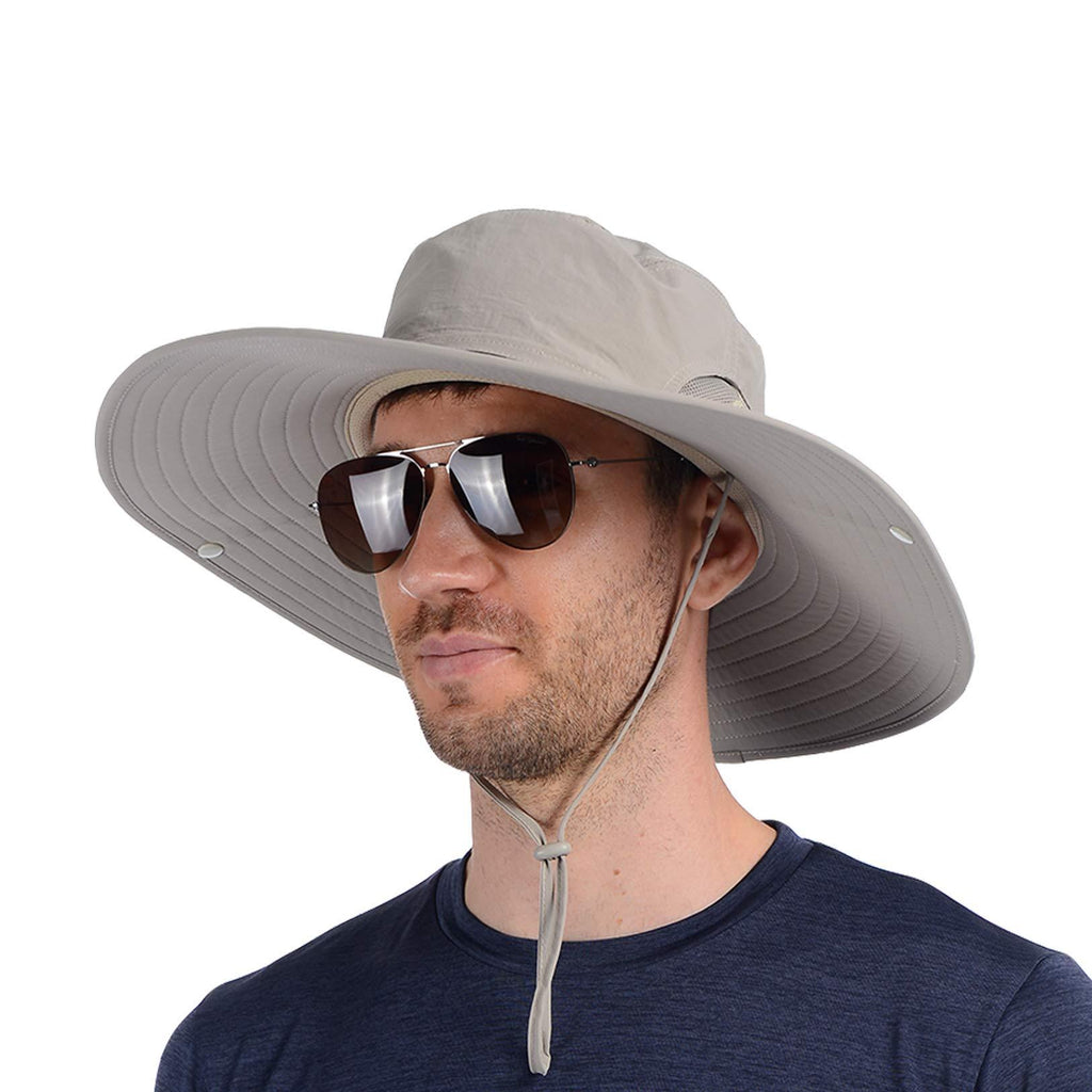 [AUSTRALIA] - USHAKE Super Wide Brim Fishing Sun Hat Water Resistant Bucket Hat for Men or Women Khaki 