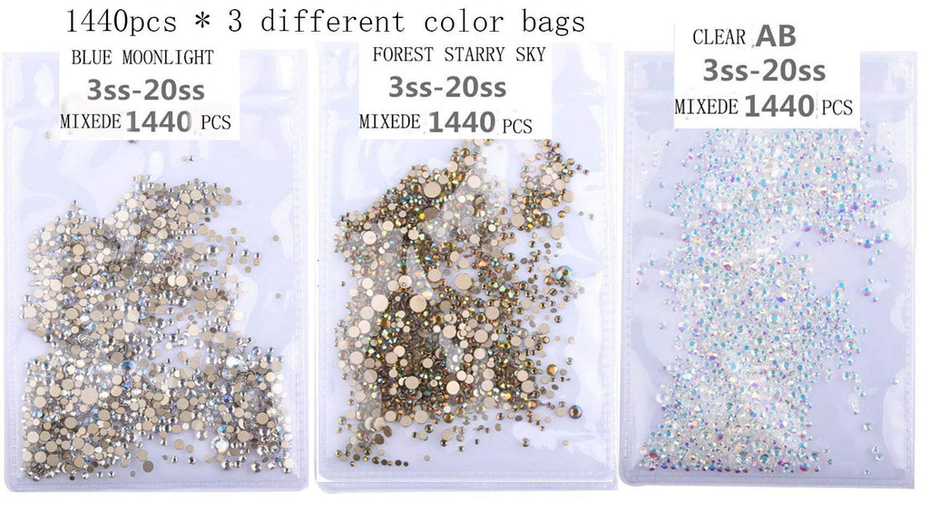 YAOBABBY 3 Bags AB Crystals Nail Art Rhinestones Round Beads Flatback Glass Charms Gems Stones for Nails Decoration Mixed SS3 4 5 6 8 10 12 16 20 - BeesActive Australia