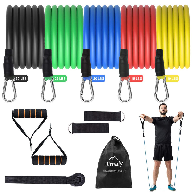 himaly Exercise Resistance Bands Set Strength Training Fitness Tubes Tension Bands with Handles, Door Anchor, Ankle Straps, Workout Guides and Band Guard Equipment for Men and Women - BeesActive Australia
