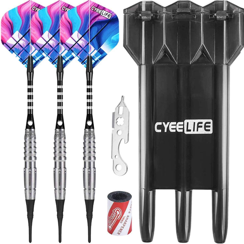 CyeeLife-Tungsten Soft Darts for Competition 16/18/20g,Carrying case+Extra Tips+Tool+Aluminium shafts+Extra Flights,90% Tungsten Barrels,Perfect as a Gift 16g ZT54 - BeesActive Australia