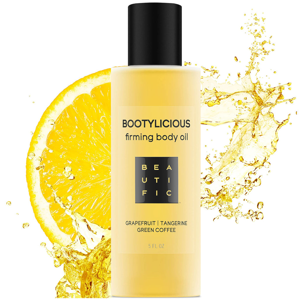 BEAUTIFIC Natural Firming Body Oil | Bootylicious | Skin Tightening Anti Cellulite Oil | Body Oil Moisturizer With Grapefruit Essential Oil & Tangerine and Green Coffee Oil 5 fl.oz - BeesActive Australia