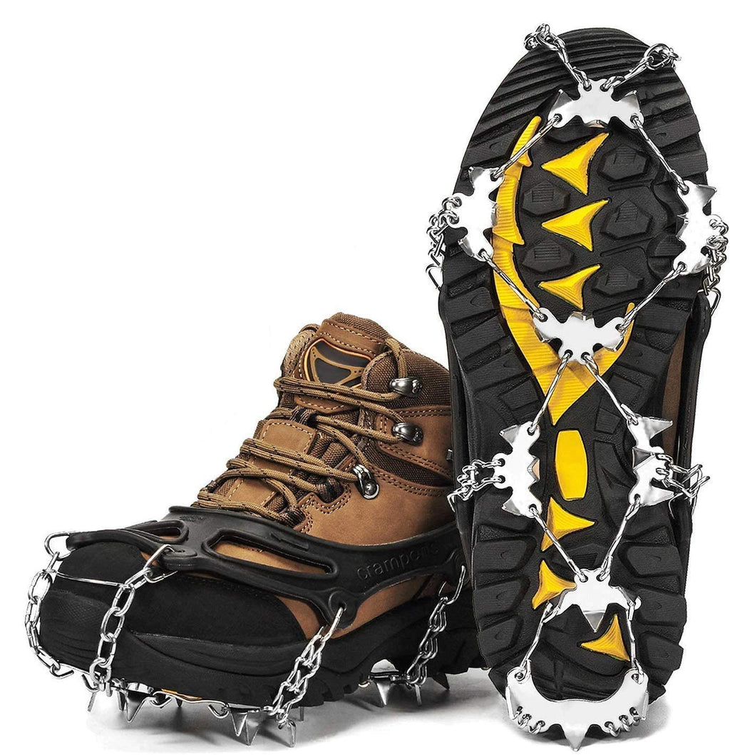 Wirezoll Crampons, Stainless Steel Ice Traction Cleats for Snow Boots and Shoes, Safe Protect Grips for Hiking Fishing Walking Mountaineering etc. Black Large - BeesActive Australia