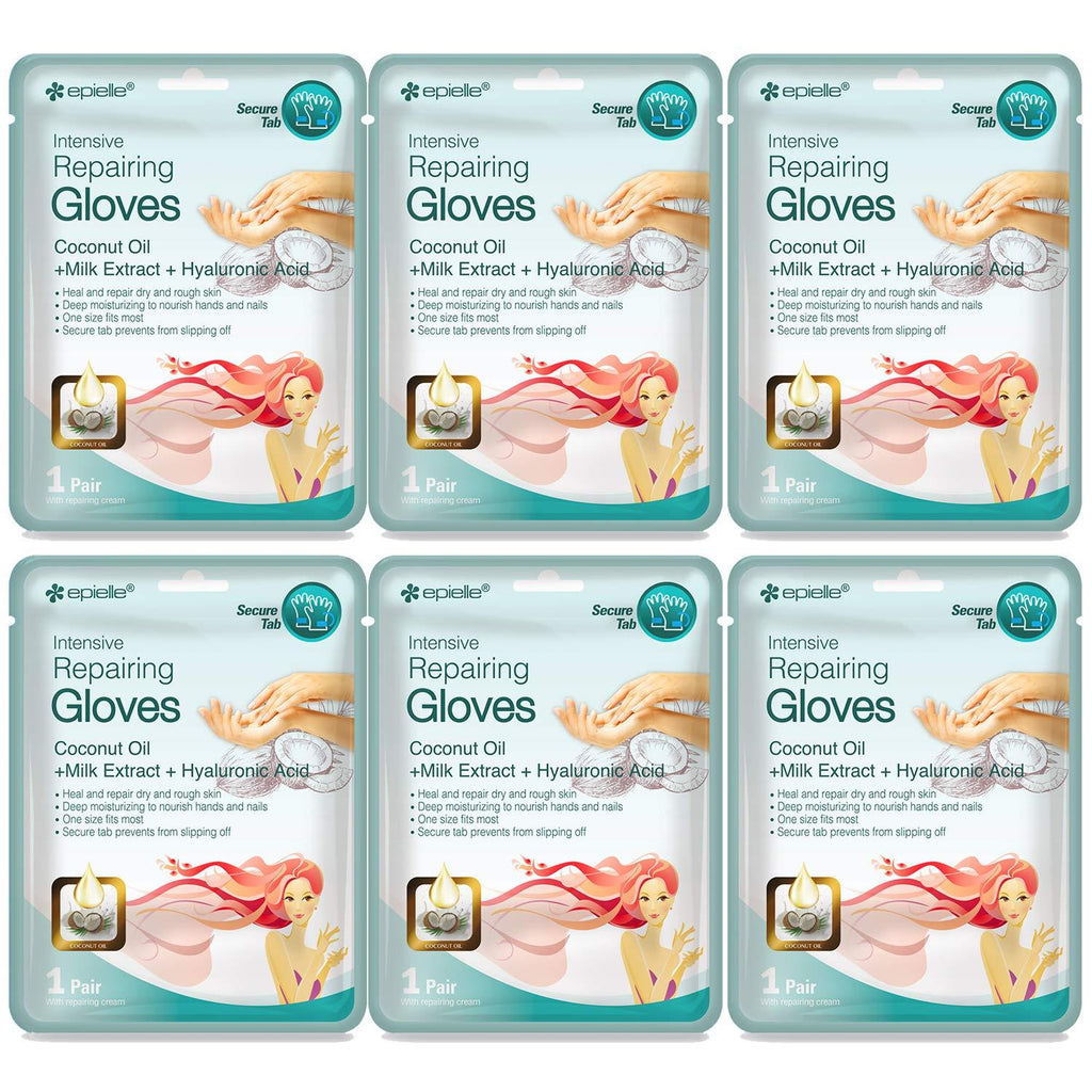 Epielle Intensive Repairing Hand Masks (Gloves-6pk) for Dry Hands Spa Masks | Coconut Oil + Milk Extract + Hyaluronic Acid Gloves-6pk - BeesActive Australia