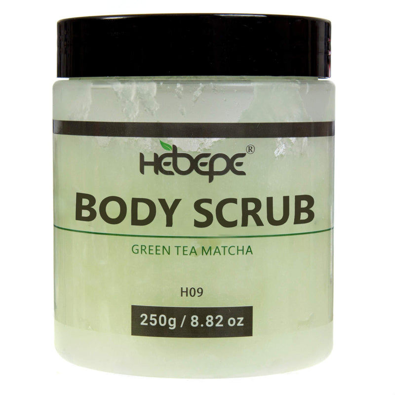 Hebepe Green Tea Matcha Body Scrub 8.8 Ounces, Fine Sea Salt Bath Scrub, with Hyaluronic Acid, Collagen, Vitamin C, E, Apricot, Shea Butter, Gentle Exfoliation and Moisturizing Acne Blackhead Scrub - BeesActive Australia