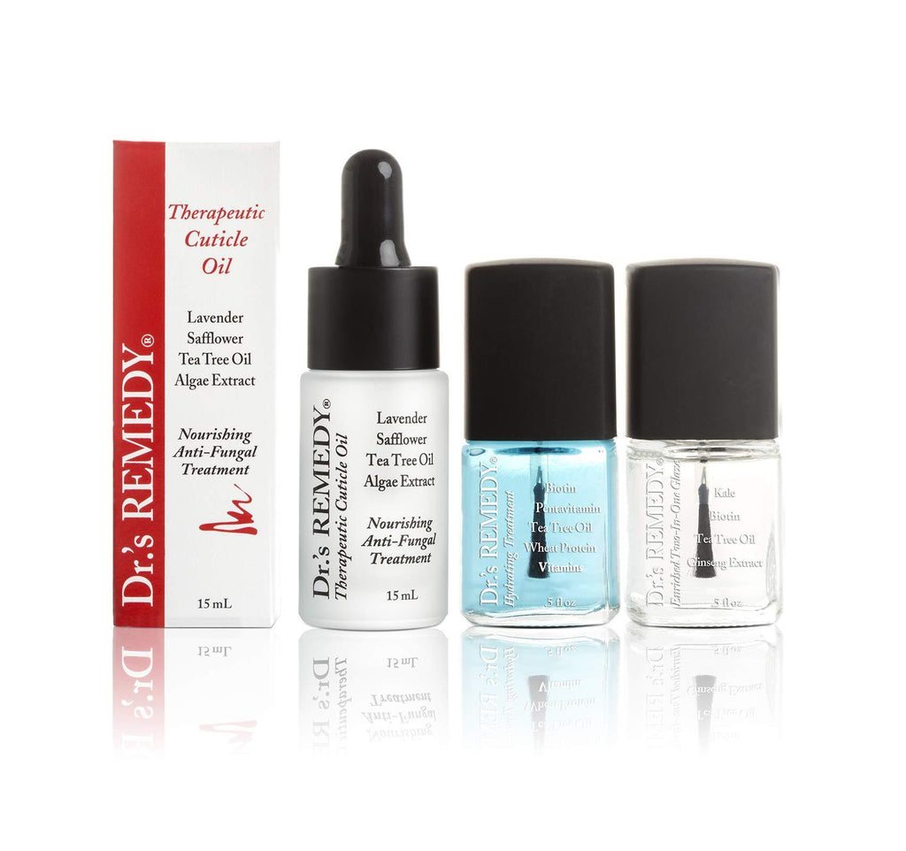 Dr.'s REMEDY, Anti-Fungal Restorative Remedy Trio with Therapeutic Cuticle Oil, Hydration Nail Treatment and Total Two-in-One - BeesActive Australia