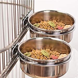 Old Tjikko Pet Feeder Water,10oz 20oz 30oz Bird Hamster Small Animal Cup with Holder,Stainless Steel Cage Coop Hook Cup for Small Animal Cage Bowl 2pc-10oz Stainless Steel Bowl - BeesActive Australia