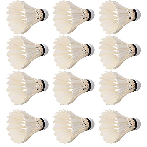 VGEBY1 White Shuttlecocks, 12 Pcs Duck Feather Badminton Balls for Training Practicing Competition - BeesActive Australia