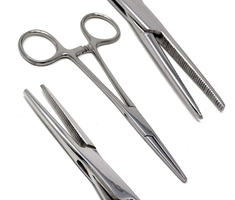 Dog Pet Ear / Nose Hair Puller Grooming Hemostat Locking Forceps Pliers, 5.5" (14cm), Straight Silver - BeesActive Australia