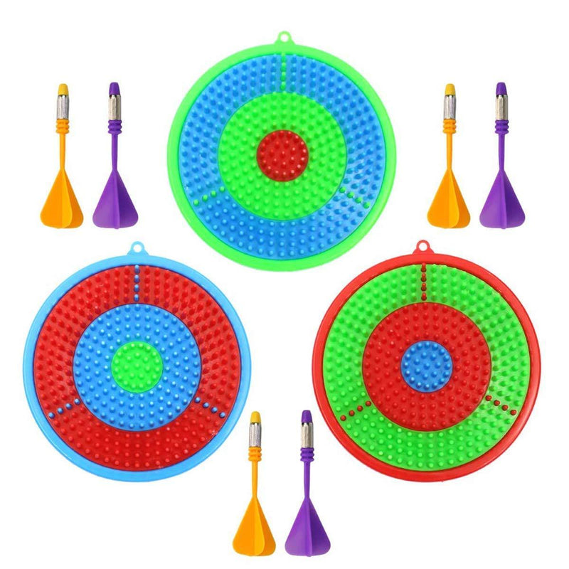 [AUSTRALIA] - Kicko Dart Board Game Set - 3 Pack - 6.5 Inch Safety Dartboard with 2 Safe Plastic Darts - Toy for The Whole Family, Best Gift for Boys and Girls, Party Activity, Sports Equipment for Kids and Adults 
