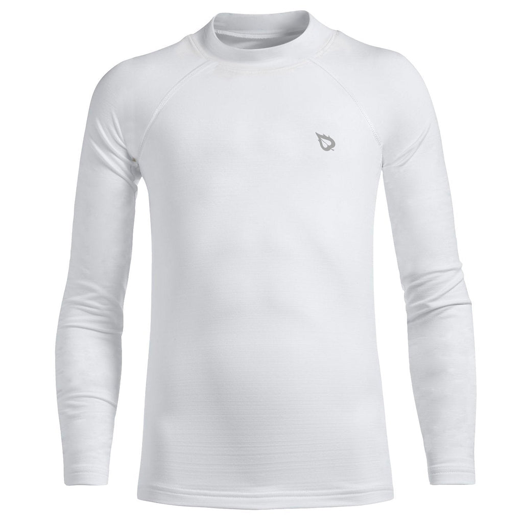 [AUSTRALIA] - BALEAF Youth Boys' Compression Thermal Shirt Fleece Baselayer Long Sleeve Mock Top X-Small White 