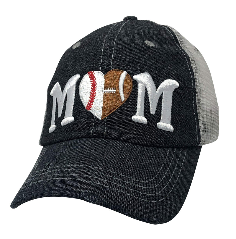 Cocomo Soul Baseball Football Mom Embroidered Mesh Trucker Style Hat Cap Football MOM Baseball MOM Gift Mothers Day Dark Grey - BeesActive Australia