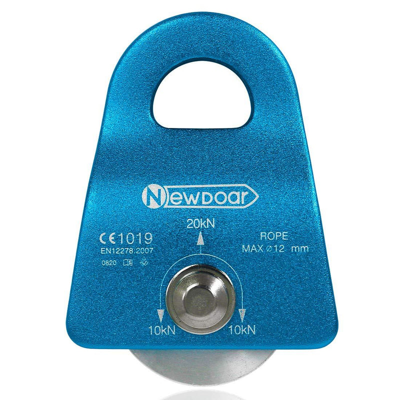 NewDoar CE Certified 20kN Micro Pulley Fixed Side Trolley for Climbing, Rescue Lifting,Hitch Tending One Unit (20KN Pulley Blue) - BeesActive Australia