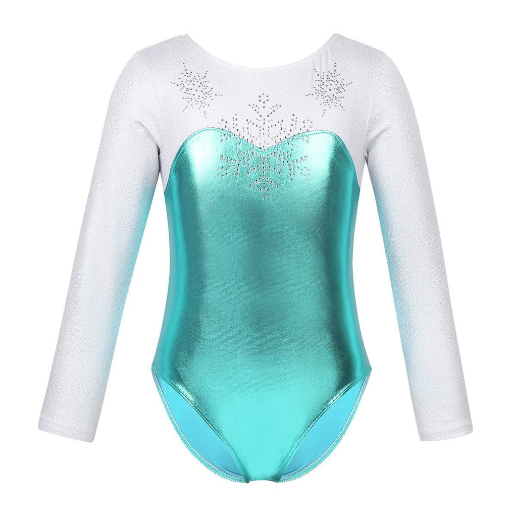 [AUSTRALIA] - ACSUSS Toddler Kids Girls Long Sleeves Ballet Gymnastics Athletic Leotard Shiny Metallic Dance Bodysuit Activewear Lake_blue 6 