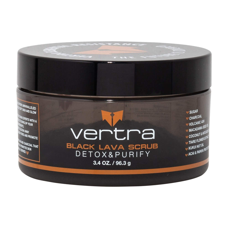 Vertra Black Lava Body Scrub - Exfoliating & detoxing body scrub with volcanic ash and charcoal, 3.4 Oz, purifying & softening with coconut and avocado oil - BeesActive Australia