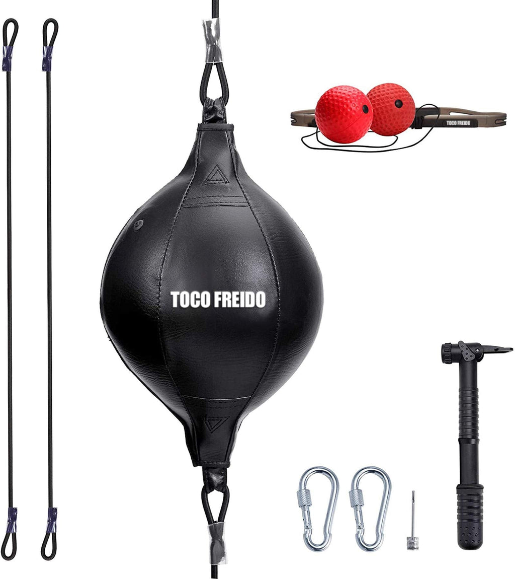 TOCO FREIDO Double End Punching Ball, Speed Bag with Difficulty Levels Boxing Reflex Ball with Headband, Perfect for Reaction, Agility, Punching Speed, Fight Skill and Hand Eye Coordination Training 2 reflex ball - BeesActive Australia