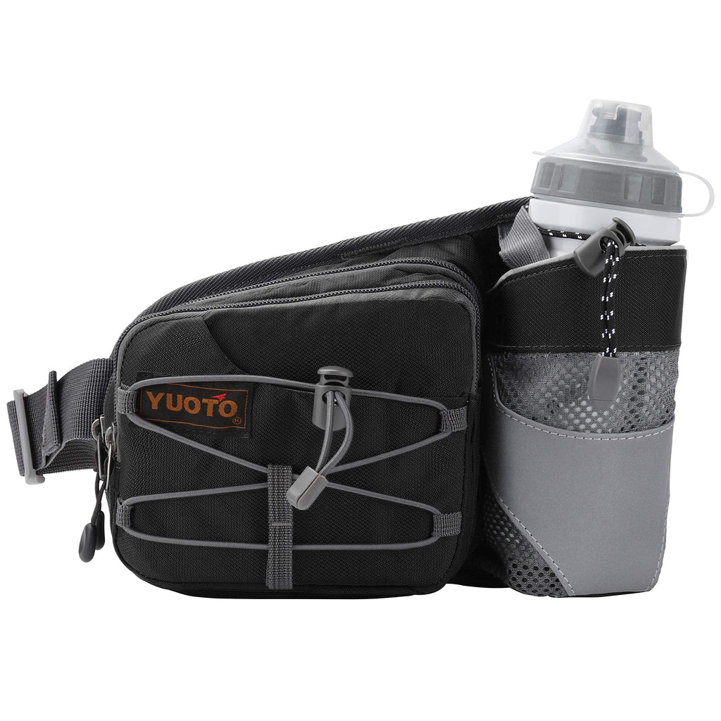 YUOTO Waist Pack with Water Bottle Holder for Running Walking Hiking Hydration Belt Black - BeesActive Australia